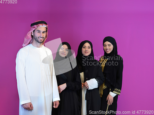 Image of Portrait of young muslim people in traditional clothes