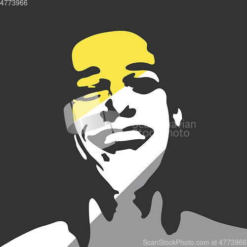 Image of Happy man portrait. Vector silhouette