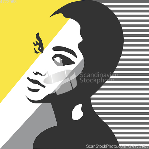 Image of Fashion woman portrait. Vector silhouette