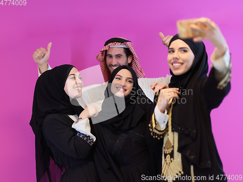 Image of Portrait of young muslim people in traditional clothes