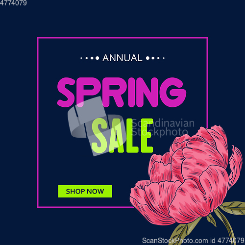 Image of Spring Sale banner template with peony flower
