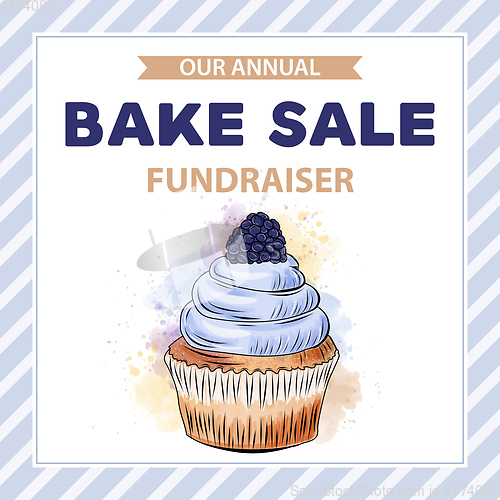 Image of Charity Bake Sale banner template with cupcake