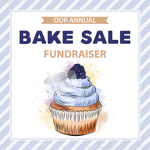 Image of Charity Bake Sale banner template with cupcake