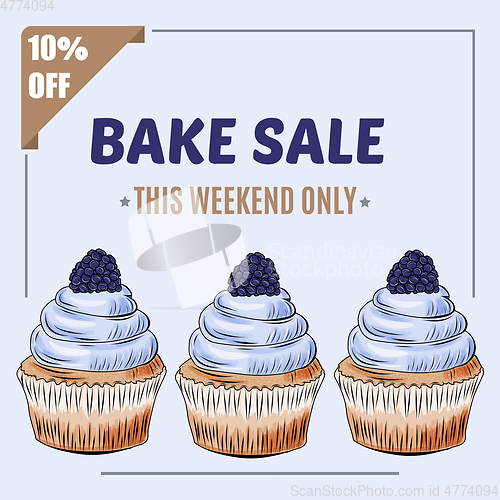 Image of Bake Sale banner template with cupcake