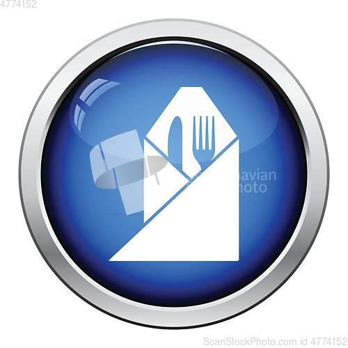 Image of Fork and knife wrapped napkin icon