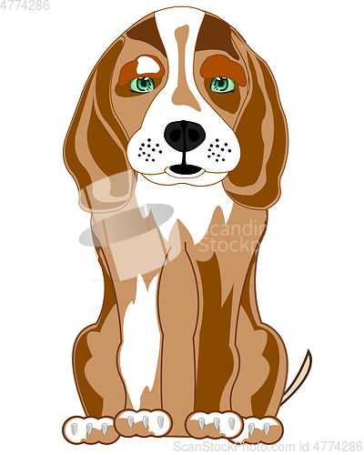 Image of Sitting dog of the sort beagle cartoon