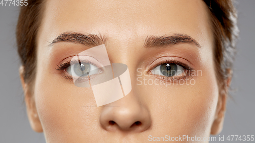 Image of close up of beautiful young woman face and eyes