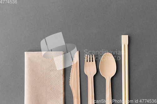 Image of wooden spoon, fork, knife and chopsticks