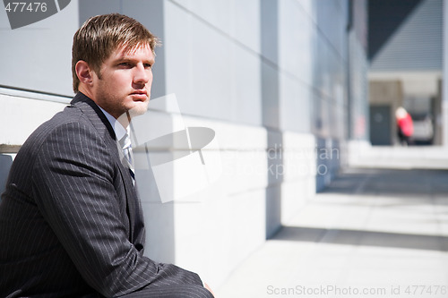 Image of Thinking caucasian businessman