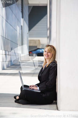 Image of Working caucasian businesswoman