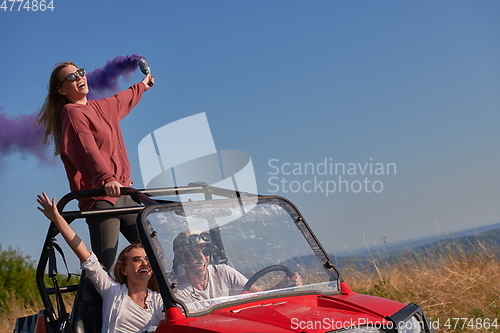 Image of  colorful torches while driving a off road buggy car