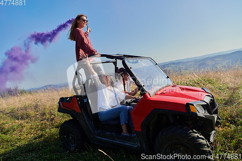 Image of  colorful torches while driving a off road buggy car