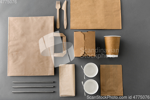 Image of disposable paper takeaway food packing stuff