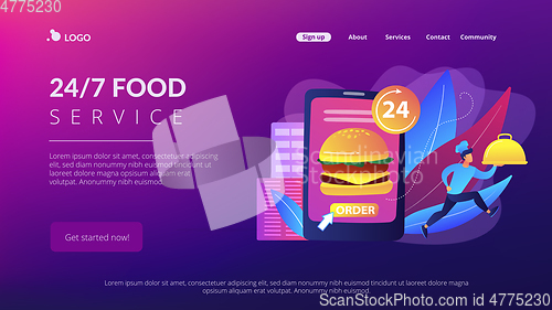 Image of Food delivery service concept landing page.