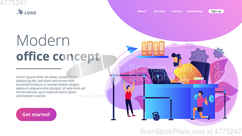 Image of Fitness-focused workspace concept landing page.