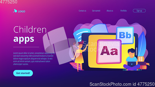Image of Kids digital content concept landing page.