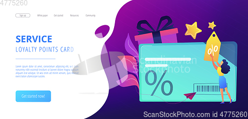 Image of Discount and loyalty cardconcept landing page.