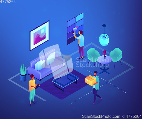 Image of Interior design isometric 3D concept illustration.