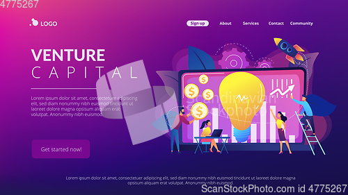 Image of Venture investment concept landing page.