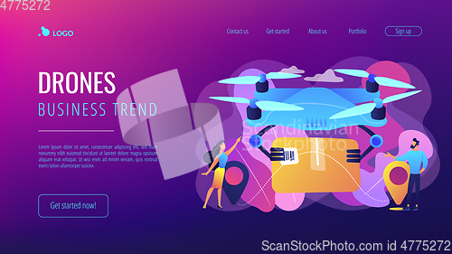 Image of Drone delivery concept landing page.