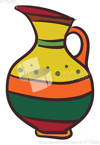 Image of Painting of a multi-colored pitcher a large jug vector or color 