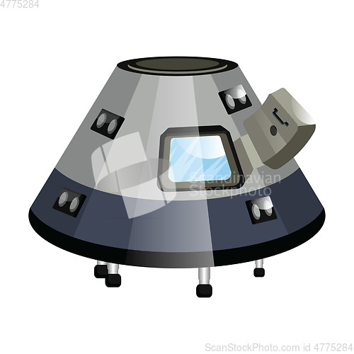 Image of Gray minimalistic spaceship vector illustration on white backgro