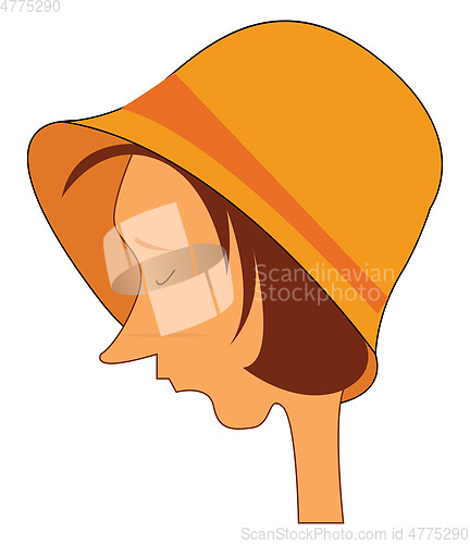 Image of Profile of a woman wearing yellow hat print vector on white back