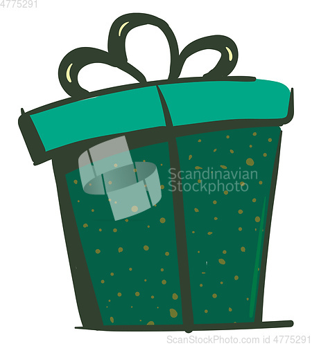 Image of A bright and beautiful green present box tied with a ribbon and 