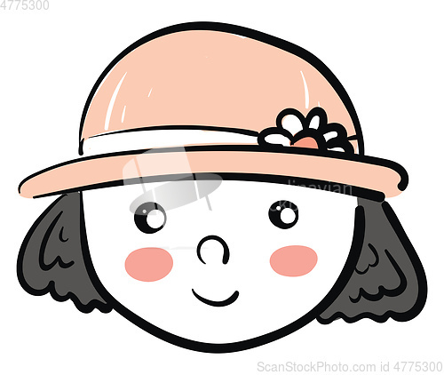 Image of A girl wearing a pink hat looks cute vector or color illustratio