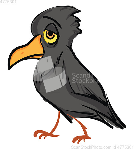 Image of Sad grey crow  vector illustration on white background