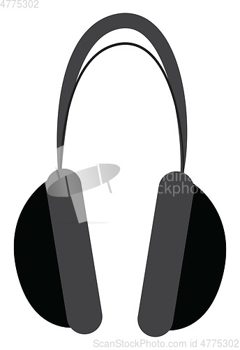 Image of A black wireless cartoon headphone to enjoy sound and music vect