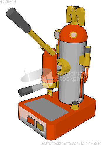 Image of Simple orange and yellow coffee maker vector illustration on whi