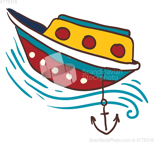 Image of Anchored small boat vector or color illustration