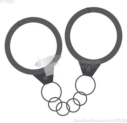 Image of Pair of metal handcuffs vector or color illustration