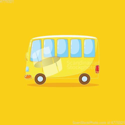 Image of Clipart of a happy yellow-colored bus isolated on yellow backgro