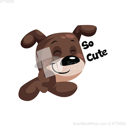 Image of Brown dog with a smile saying So cute vector illustration on a w