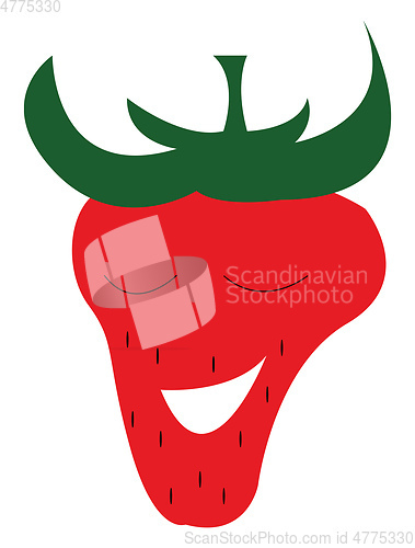 Image of Funny face of strawberry vector or color illustration