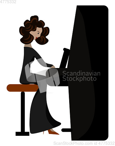 Image of A beautiful woman playing fortepiano vector or color illustratio