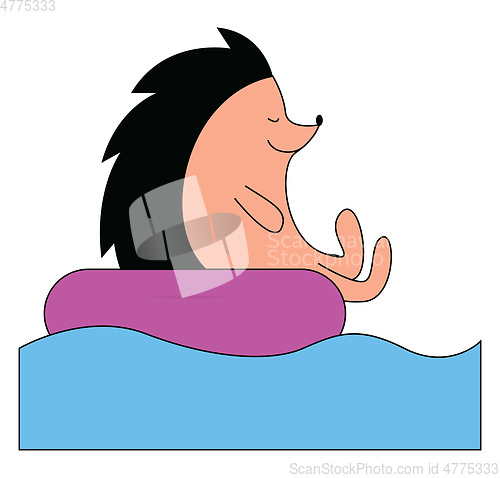 Image of Hedgehog enjoying at the sea illustration vector on white backgr