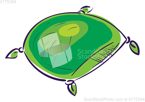 Image of Green and yellow pillow vector illustration on white background 