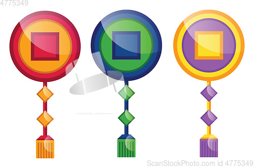 Image of Three different decoration pieces vector illustration