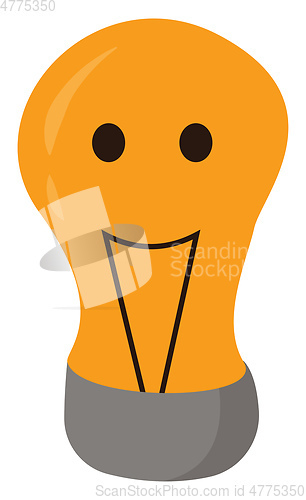 Image of A smiling yellow-colored cartoon light bulb vector or color illu