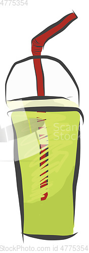 Image of A glass of fresh green juice vector or color illustration