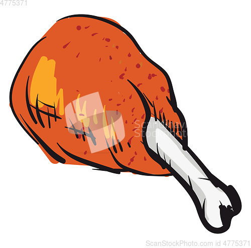 Image of Crispy fried chicken leg vector illustration on white background