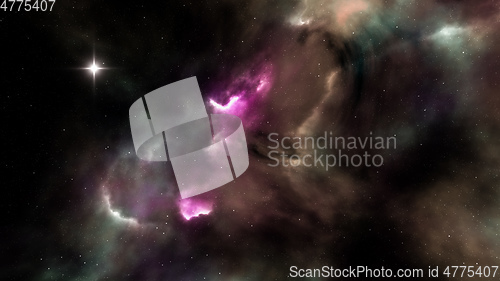 Image of night sky with stars and nebula 