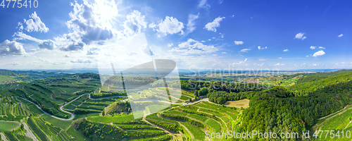 Image of aerial view vineyard scenery at Kaiserstuhl Germany