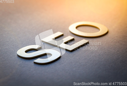 Image of Word SEO written with white solid letters