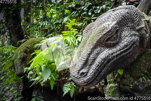 Image of Lizard statue in the Monkey Forest, Ubud, Bali, Indonesia