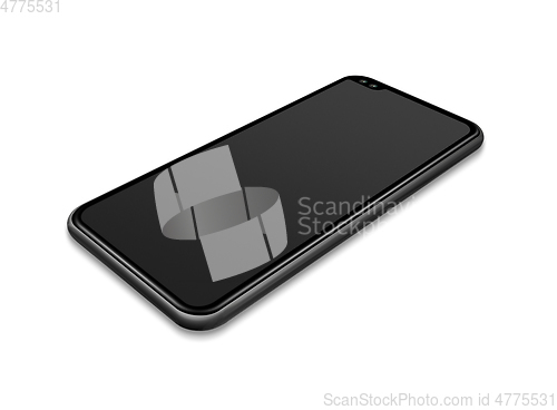 Image of All-screen black smartphone mockup isolated on white. 3D render