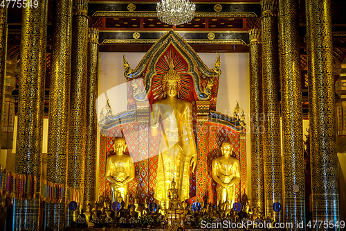Image of Buddha statue, Wat Chedi Luang temple, Chiang Mai, Thailand